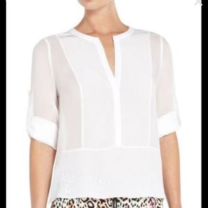 BCBGMaxAzria White Sheer Blouse